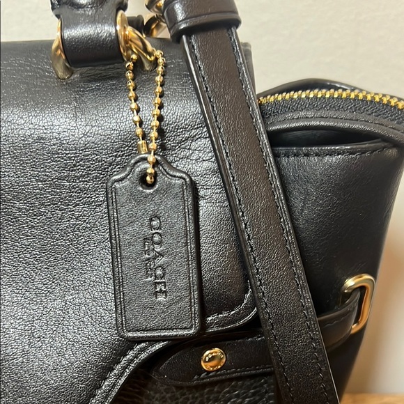 Coach Black Blake Flap Caryall Leather Satchel - Picture 2 of 16